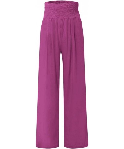 Women's Wide Leg Long Lounge Pants High Waist Drawstring Loose Light Weight Fit Casual Trousers Comfy Pants 03 Purple $7.79 P...