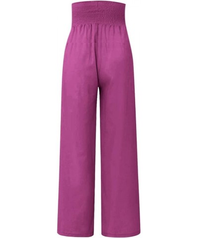 Women's Wide Leg Long Lounge Pants High Waist Drawstring Loose Light Weight Fit Casual Trousers Comfy Pants 03 Purple $7.79 P...