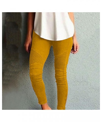 Womens Stretch Jeggings with Pockets High Waist Tummy Control Skinny Jeans Casual Pull-On Slim Fit Denim Pencil Pant Yellow $...