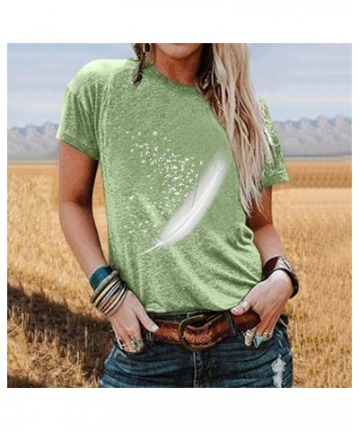 Womens Short Sleeve Tops, Women's Summer New Funny Graphic Tee Basic Comfortable O-Neck Shirts Loose Fit Blouses C1-green $10...