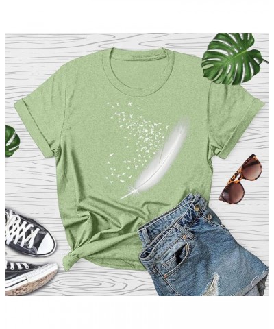 Womens Short Sleeve Tops, Women's Summer New Funny Graphic Tee Basic Comfortable O-Neck Shirts Loose Fit Blouses C1-green $10...