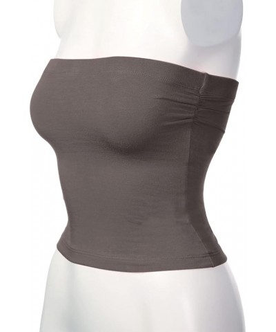 Women's Tube Crop Tops Strapless Cute Sexy Cotton Tops 014-mid Grey $7.40 Tanks