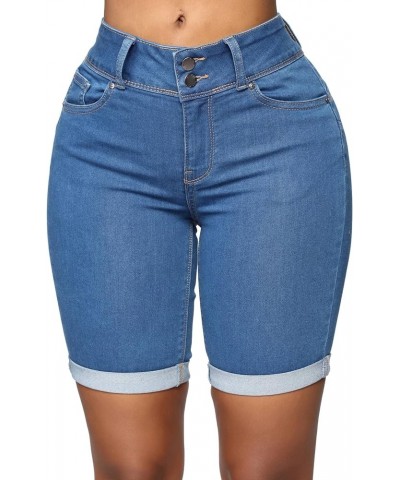 Womens Denim Bermuda Shorts High Waist Ripped Hole Distressed Short Jeans Junior 036-light Blue $14.73 Shorts