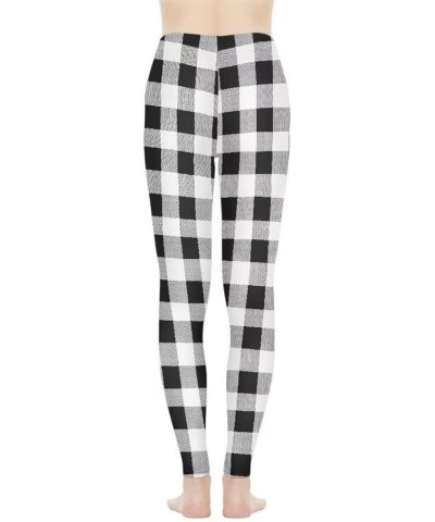 High Waisted Legging for Women Indoor Sports Soft Athletic Pant for Yoga Workout Black White Buffalo Plaid $10.43 Leggings