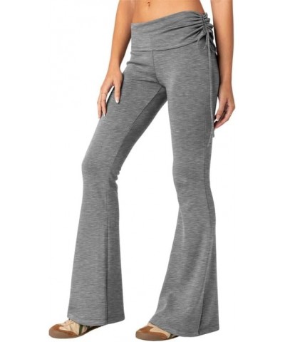 Womens Flare Leggings Yoga Pants Women Fold Over Bootcut Lounge Workout Pant 34 inseam Dark Grey $9.89 Activewear