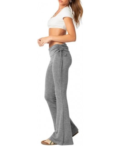 Womens Flare Leggings Yoga Pants Women Fold Over Bootcut Lounge Workout Pant 34 inseam Dark Grey $9.89 Activewear