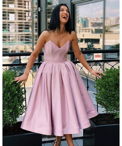 Women's Sweetheart Strapless Short Prom Dresses Satin A-line Homecoming Dresses Sage $47.84 Dresses