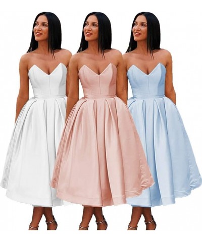 Women's Sweetheart Strapless Short Prom Dresses Satin A-line Homecoming Dresses Sage $47.84 Dresses