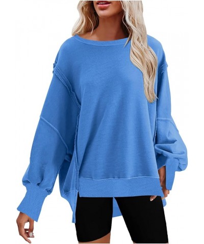 Oversized Sweatshirt for Women Trendy Crewneck Sweatshirts Hoodies Fall Outfits Fashion Teen Girls Y2k Winter Clothes C01_blu...