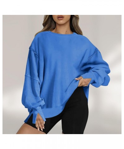 Oversized Sweatshirt for Women Trendy Crewneck Sweatshirts Hoodies Fall Outfits Fashion Teen Girls Y2k Winter Clothes C01_blu...