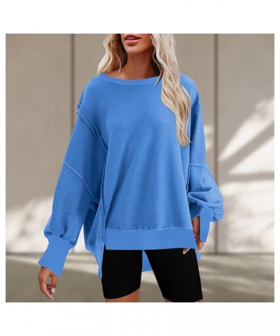 Oversized Sweatshirt for Women Trendy Crewneck Sweatshirts Hoodies Fall Outfits Fashion Teen Girls Y2k Winter Clothes C01_blu...