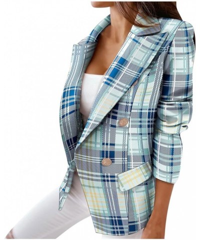 Womens Casual Blazers Business Casual Coats Work Office Jackets Long Sleeve Open Front Plaid Printed Blazer Green $9.35 Blazers