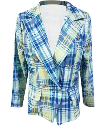 Womens Casual Blazers Business Casual Coats Work Office Jackets Long Sleeve Open Front Plaid Printed Blazer Green $9.35 Blazers