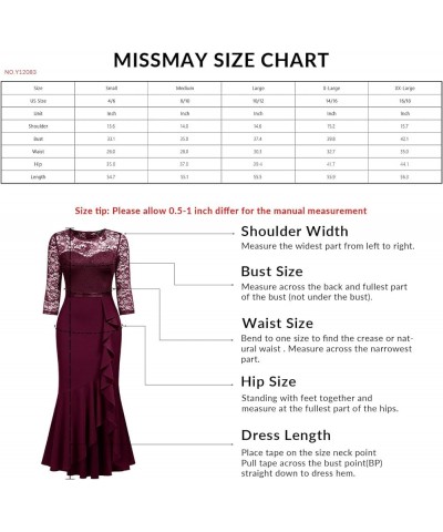 Women's Classy Floral Lace Ruffle Formal Bridesmaid Long Dress Burgundy $27.95 Dresses