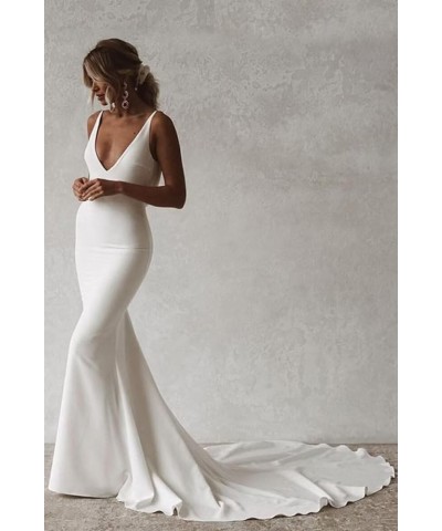 Satin Mermaid Prom Dress for Women 2024 Spaghetti Straps Formal Dresses with Train Long Evening Party Gown White $33.74 Dresses