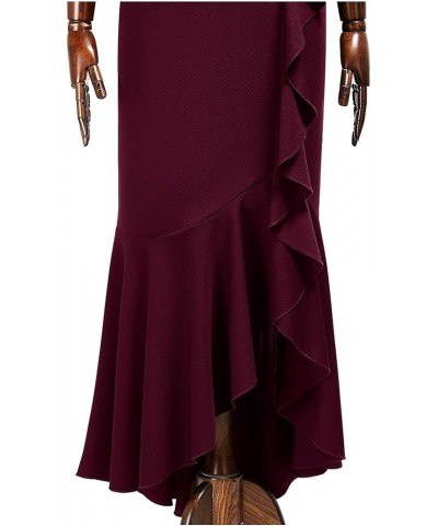 Women's Classy Floral Lace Ruffle Formal Bridesmaid Long Dress Burgundy $27.95 Dresses