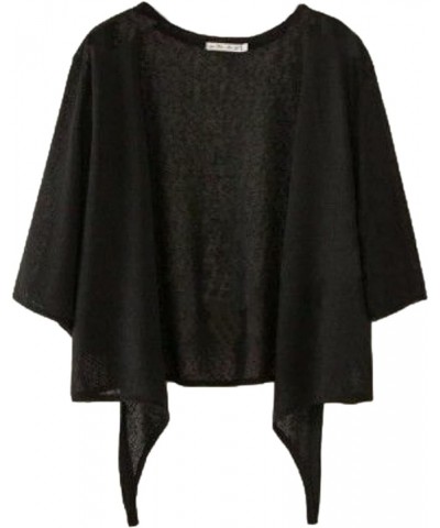 Women's Summer Cardigan Soft Casual Lightweight 3/4 Sleeve Sheer Tie Front Bolero Shrug Black $14.69 Sweaters