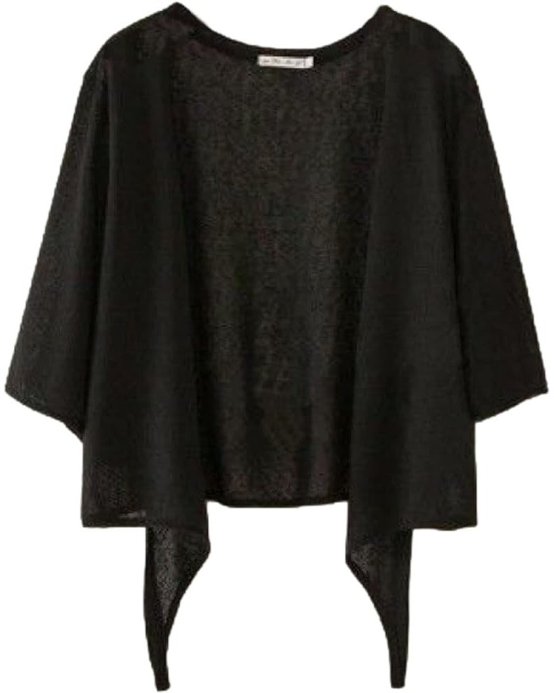 Women's Summer Cardigan Soft Casual Lightweight 3/4 Sleeve Sheer Tie Front Bolero Shrug Black $14.69 Sweaters