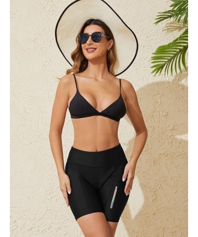 Women's Swim Shorts Board Shorts Swimwear Bathing Suits Bottoms with Pocket High Waisted Quick Dry Black2 $15.11 Swimsuits