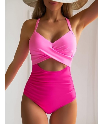 Women's One Piece Swimsuits Tummy Control Cutout High Waisted Bathing Suit Wrap Tie Back 1 Piece Swimsuit Pink $24.35 Swimsuits