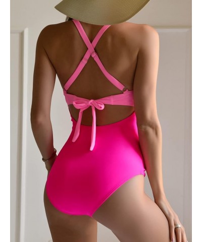 Women's One Piece Swimsuits Tummy Control Cutout High Waisted Bathing Suit Wrap Tie Back 1 Piece Swimsuit Pink $24.35 Swimsuits