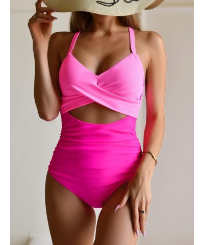 Women's One Piece Swimsuits Tummy Control Cutout High Waisted Bathing Suit Wrap Tie Back 1 Piece Swimsuit Pink $24.35 Swimsuits