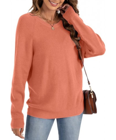 Women's Long Sleeve Loose Criss Cross Twisted Back Pullover Knit Jumper Sweaters Orange $17.39 Sweaters