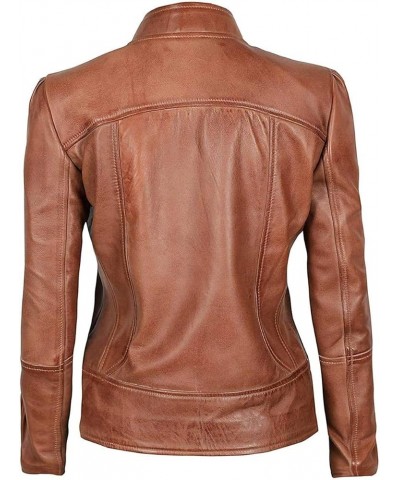 Women Winter Wear Lambskin Leather Bicker Jacket with Full Soft & Smooth for Girl Amy Brown $54.00 Coats