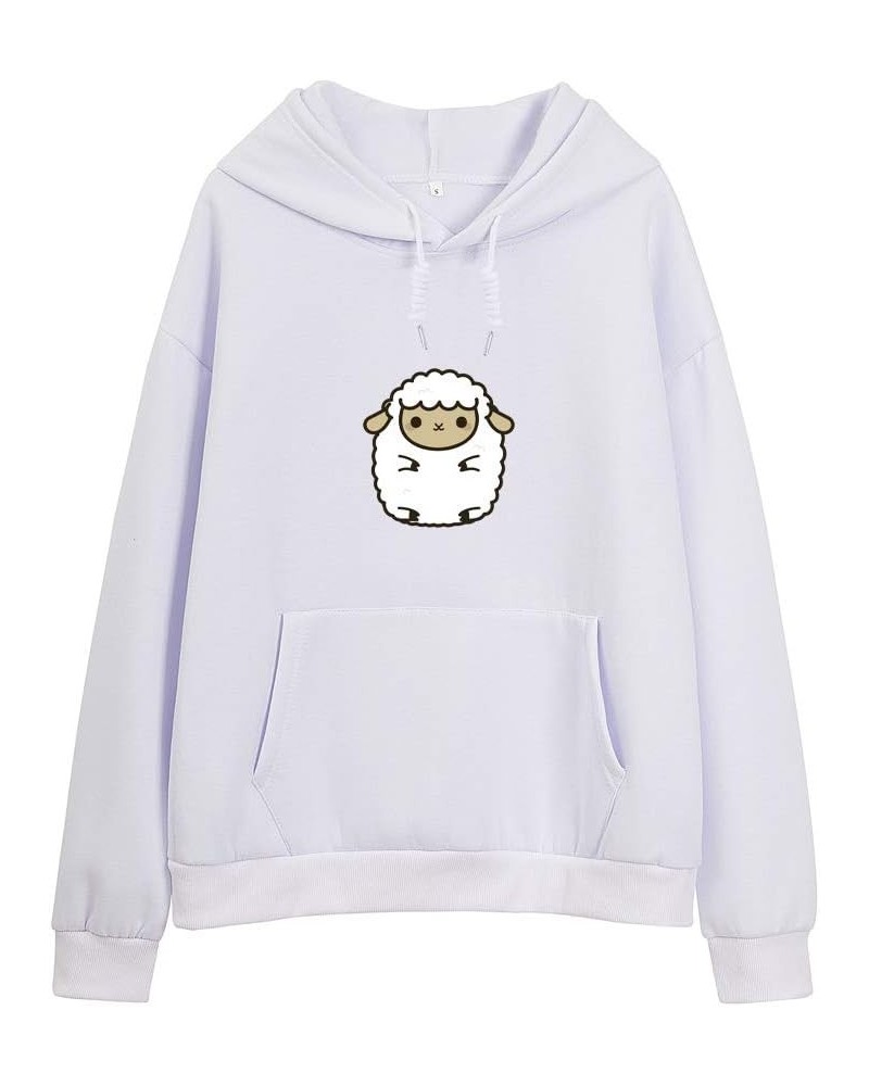 Women's Casual Hoodie Cute Sheep Pattern Long Sleeve Cotton Sweatshirt Pullover White $15.61 Hoodies & Sweatshirts