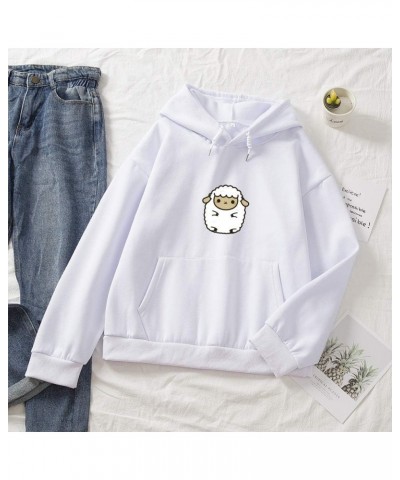 Women's Casual Hoodie Cute Sheep Pattern Long Sleeve Cotton Sweatshirt Pullover White $15.61 Hoodies & Sweatshirts