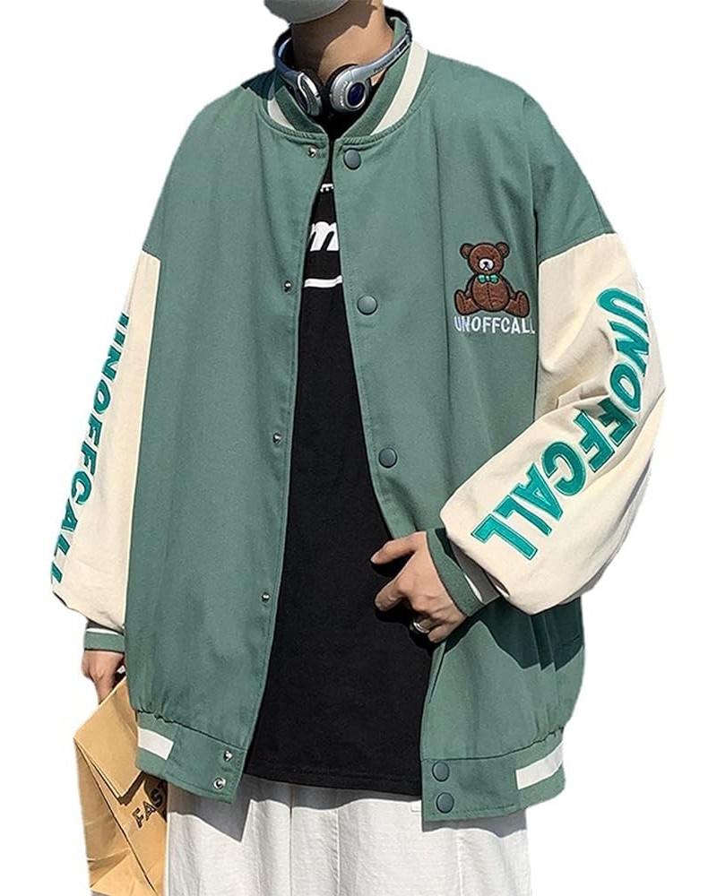 Women 's Y2K Long Sleeve Oversized Varsity Jacket Button Down Bomber Cropped Jackets Vintage Baseball Coat Streetwear Green $...