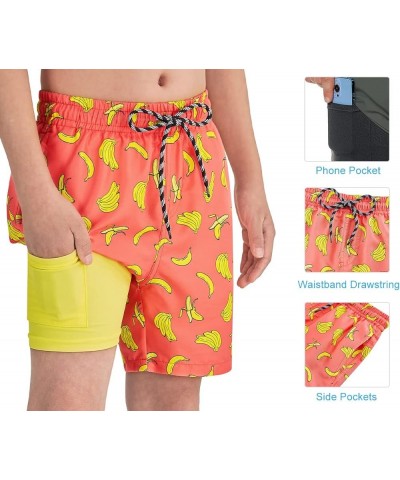 Boys Swim Trunks Compression Liner Swim Shorts Quick Dry Bathing Suit with Boxer Brief Swimwear 2-20T Banana $18.69 Shorts