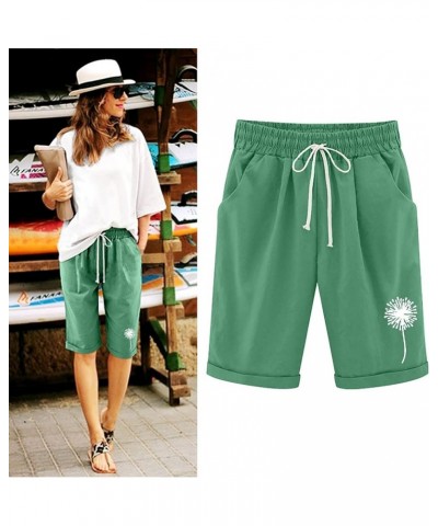 Bermuda Shorts for Women Knee Length Long Cotton Sweat Knit Shorts Pull On Walking Lounge Shorts with Pocket Z95-green $11.96...