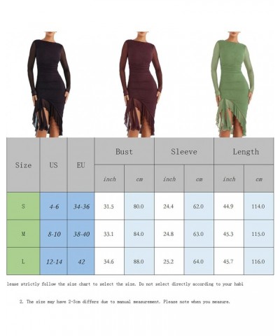 Women Mesh Midi Bodycon Dress Sexy Ruffle Hem Mermaid Irregular Dress Backless Elegant Wedding Cocktail Dress A-long Sleeve G...