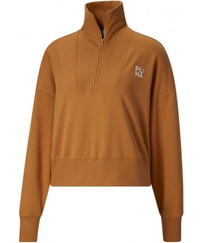 Womens Infuse Oversized Half Zip Sweatshirt Casual - Brown Brown $16.78 Activewear