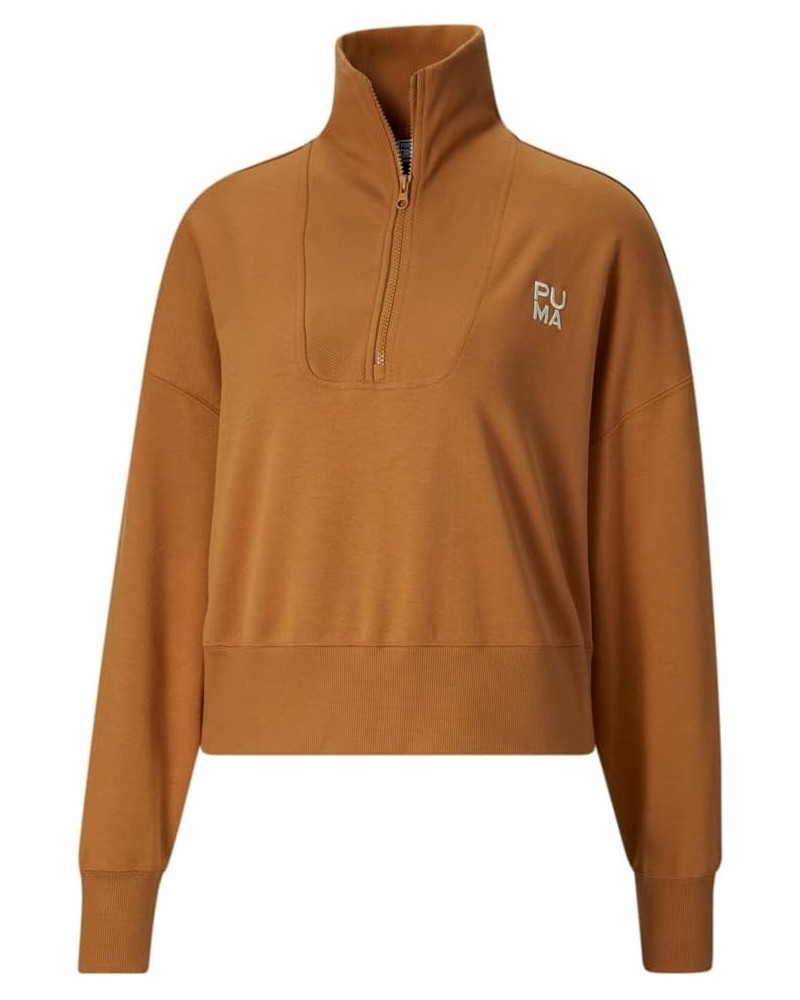 Womens Infuse Oversized Half Zip Sweatshirt Casual - Brown Brown $16.78 Activewear