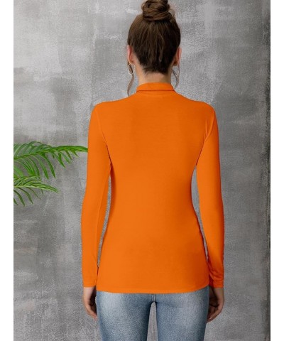 Women's Mock Turtleneck Long Sleeve Sleeveless Pullover Tops Slim Fit Basic T-Shirts Long Sleeve Orange $11.39 T-Shirts