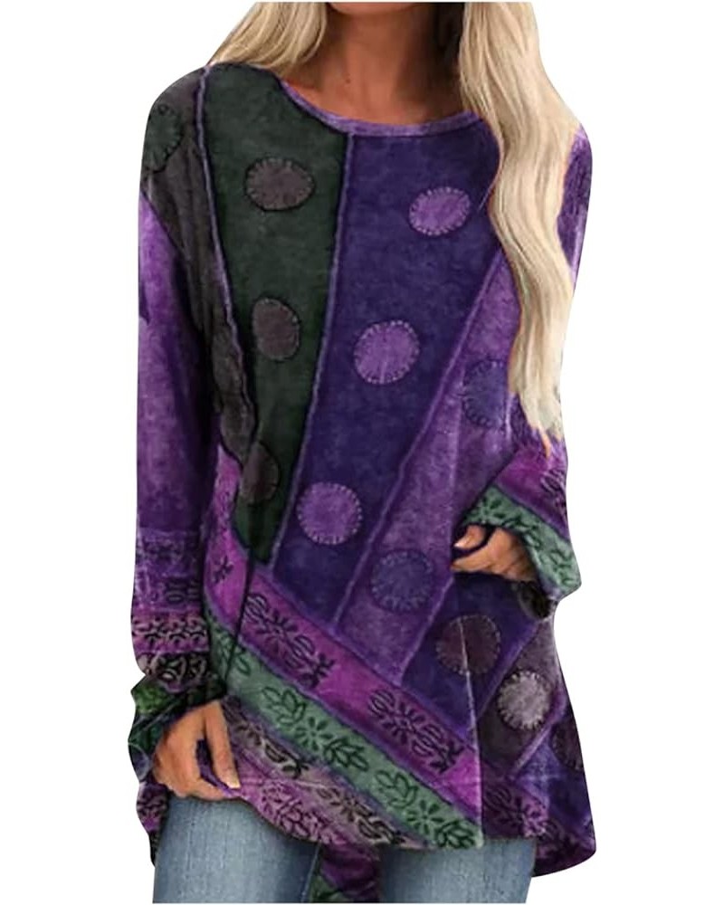 Tunic Tops for Women Loose Fit Dressy Clothes for Leggings Fall Shirts Long Sleeve Crew Neck Pullover Blouses Da-purple $9.68...