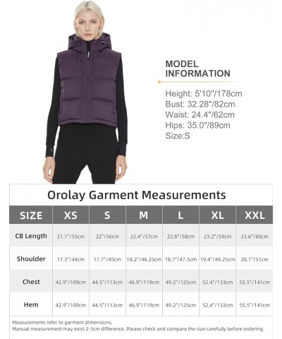 Women's Cropped Puffer Vest - Hooded Sleeveless Down Jacket Stand Collar Gilet with Pockets Purple $65.10 Vests