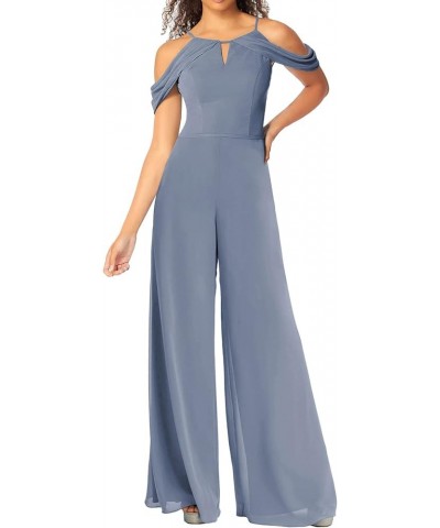 Jumpsuit Bridesmaid Pantsuit Chiffon Wedding Guest Dresses for Women Evening Gowns Bridesmaid Dress Long Pants Suits Dusty Bl...