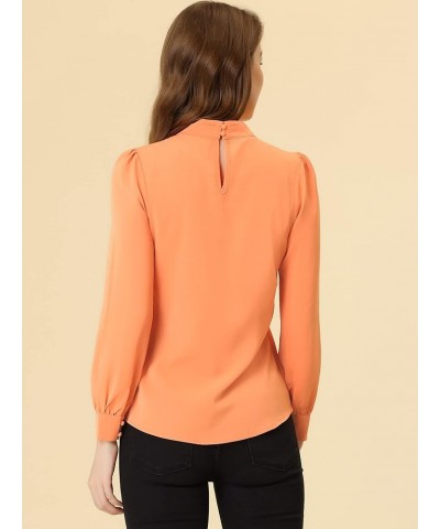 Women's Work Office Tops Business Professional Shirt Elegant Stand Collar Fall 2023 Long Sleeve Blouses Pink-orange $11.63 Bl...