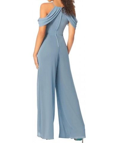 Jumpsuit Bridesmaid Pantsuit Chiffon Wedding Guest Dresses for Women Evening Gowns Bridesmaid Dress Long Pants Suits Dusty Bl...