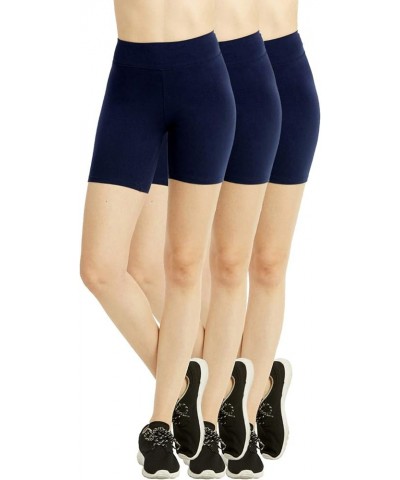 Cotton Leggings - Women's Mid Thigh 15" Short Cotton Leggings - 3 in a Pack Navy $9.84 Leggings