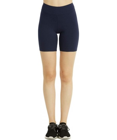 Cotton Leggings - Women's Mid Thigh 15" Short Cotton Leggings - 3 in a Pack Navy $9.84 Leggings