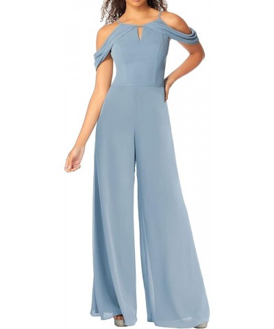 Jumpsuit Bridesmaid Pantsuit Chiffon Wedding Guest Dresses for Women Evening Gowns Bridesmaid Dress Long Pants Suits Dusty Bl...