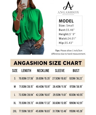 Womens Tops, Short Sleeve Casual Summer Top Solid Color Self Tie Loose Fit Drape Tunic Blouses Shirts Green $15.18 Tops