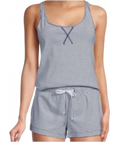 Women's Jersey Tank and Short Pajama Set Navy(qp1026-461)/Wh_striped $27.97 Sleep & Lounge