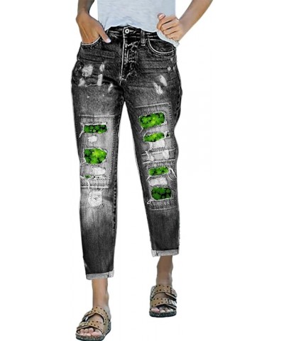 Shamrock Jeans for Women Destroyed Washed Straight Leg Jeans Patch Hole Distressed Trousers St Patrick's Day Denim Pants Z05-...