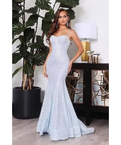 Women's Sparkly Sequin Prom Dresses Mermaid Long Spaghetti Straps Formal Evening Party Gowns Sage $32.44 Dresses