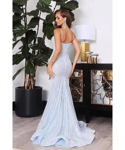 Women's Sparkly Sequin Prom Dresses Mermaid Long Spaghetti Straps Formal Evening Party Gowns Sage $32.44 Dresses